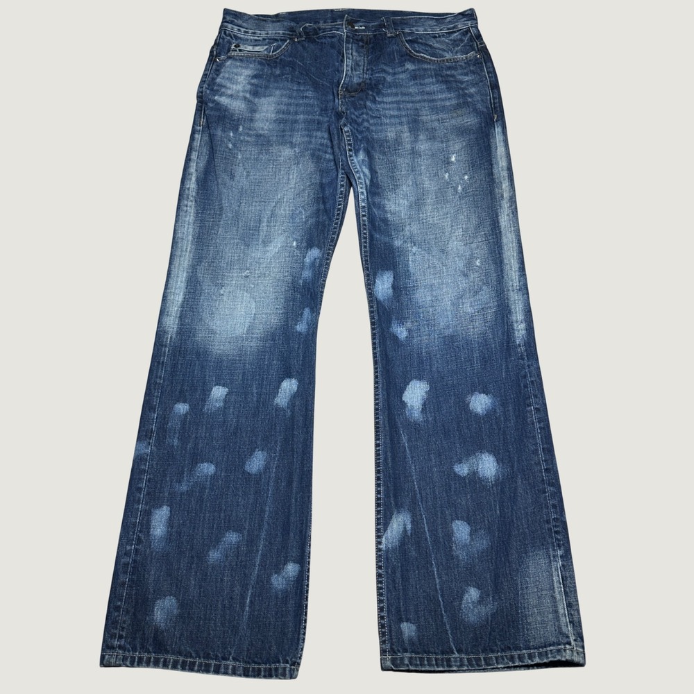 Armani Exchange Jeans Mens 36L (36x34) Distressed Baggy Grunge Splatter Relaxed